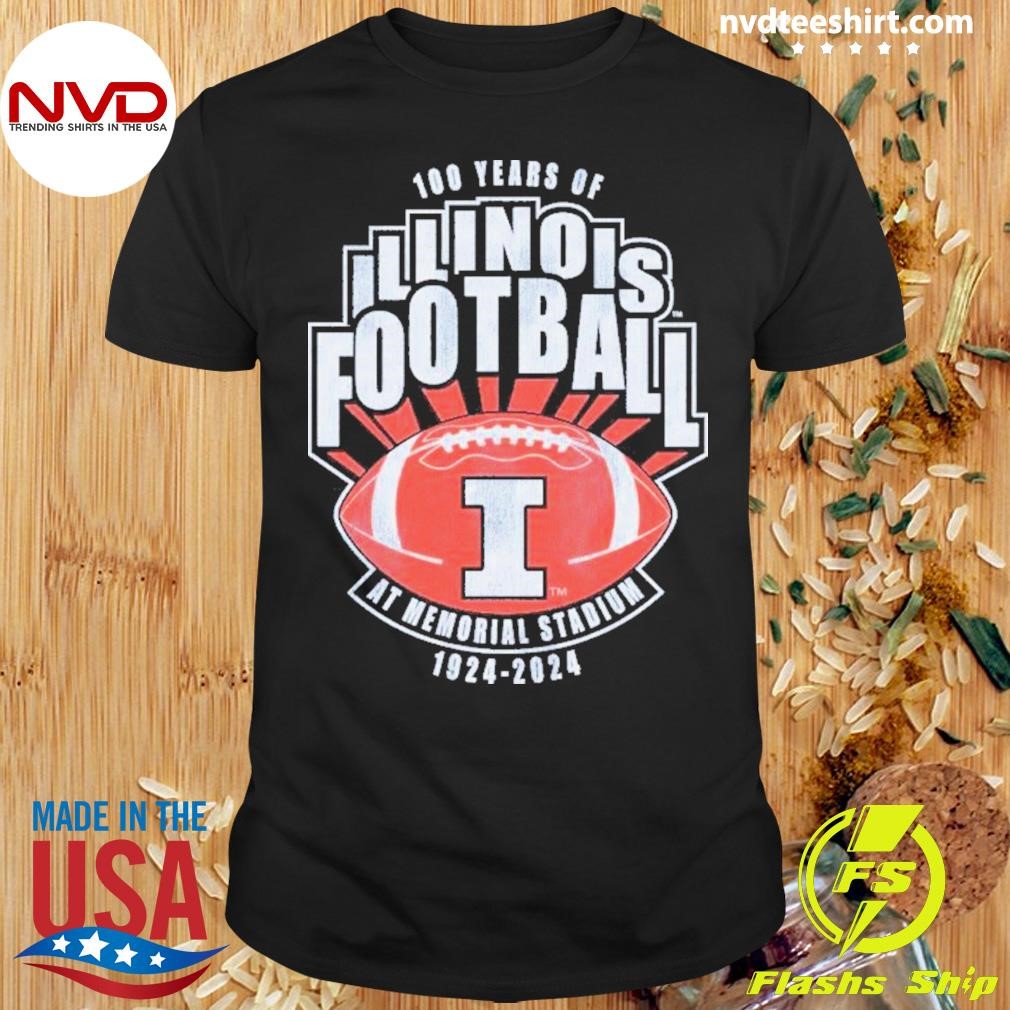 Illinois Fighting Illini Men’s Navy 100 Years of Football 2024 Shirt