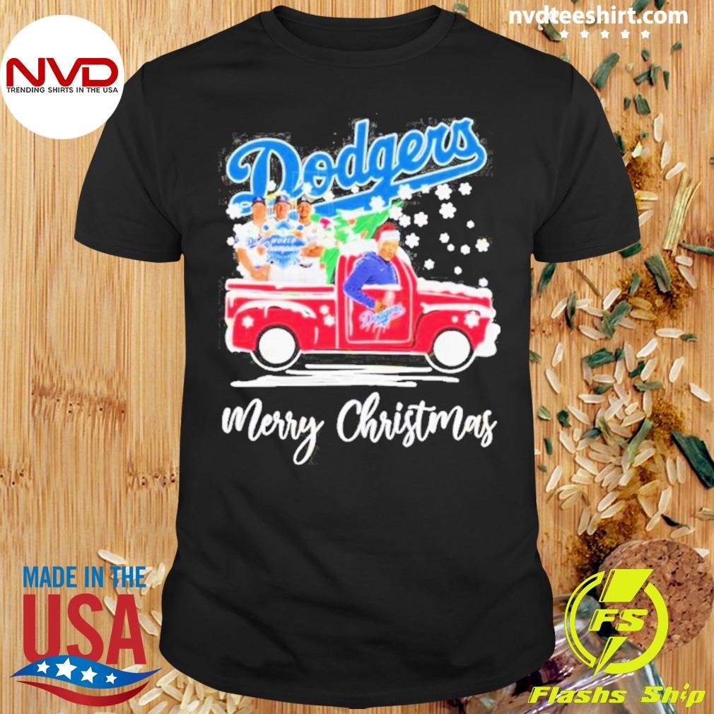 Los Angeles Dodgers Players Driving Car Merry Christmas 2024 Shirt