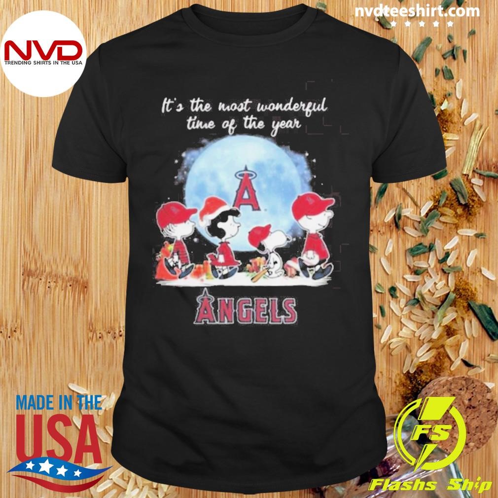 Los Angeles Peanut Characters Christmas Sweater Angels It’s The Most Wonderful Time Of The Year Shirt