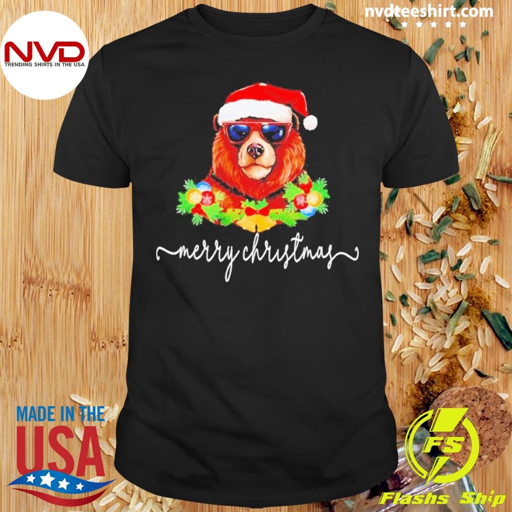 Merry Christmas California Hooded Bear Santa Hat Shirt