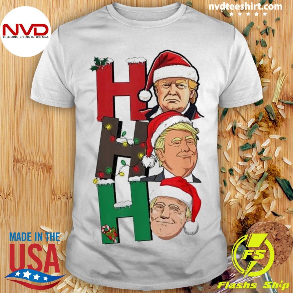 Merry Christmas Ho Ho Ho Trump Santa Light Christmas 2024 Shirt