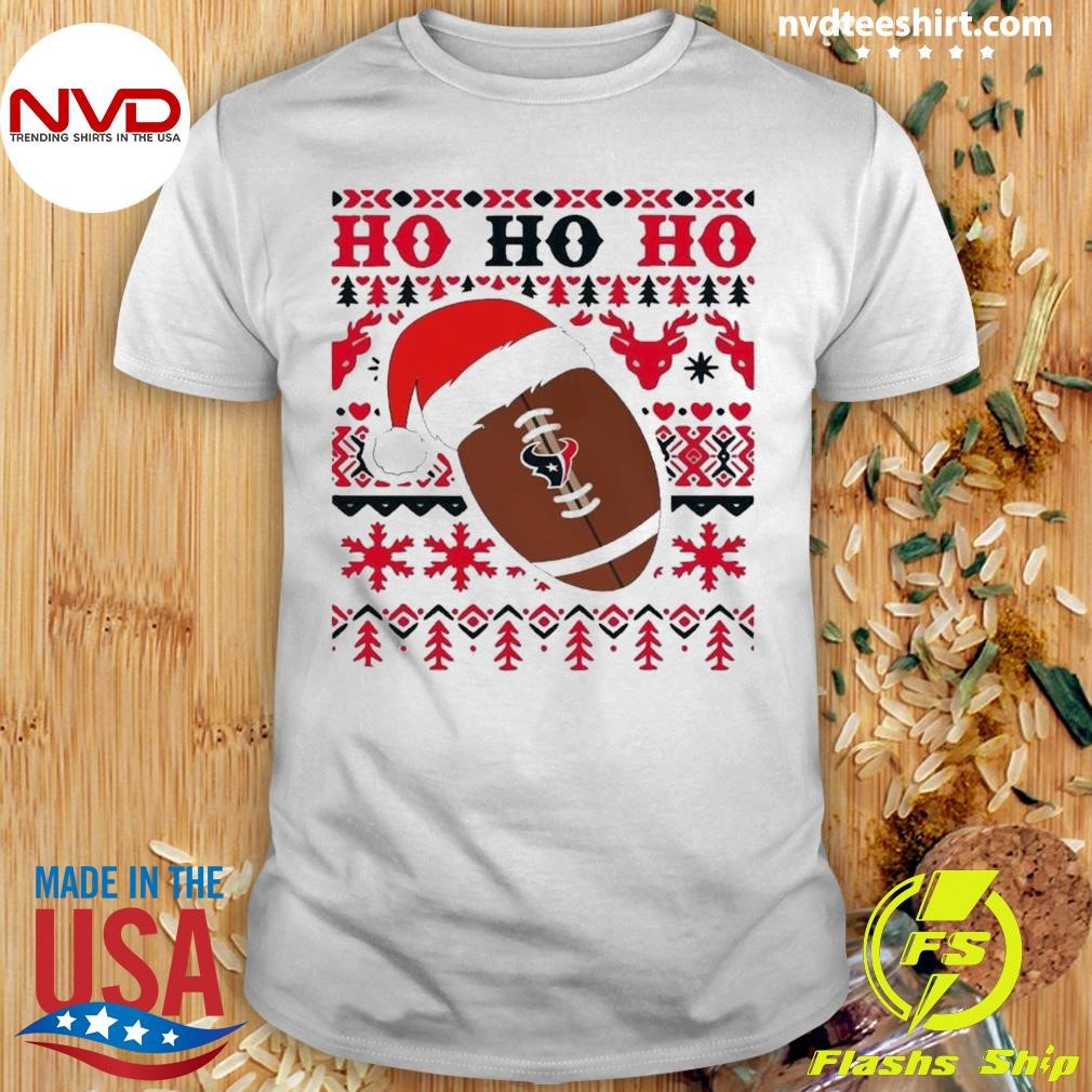 Nfl Houston Texans Football Santa Claus Ho Ho Ho Christmas 2024 Shirt