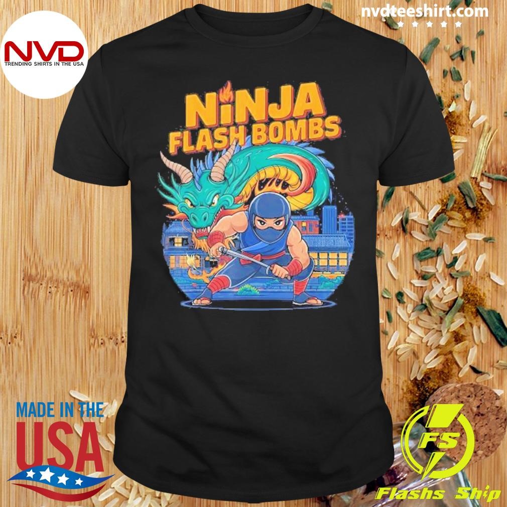 Ninja And Dragon Ninja Flash Bombs Gamer Shirt