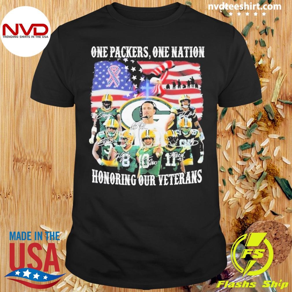 One Packers One Nation Honoring Our Veterans Green Bay Packers Signatures Shirt