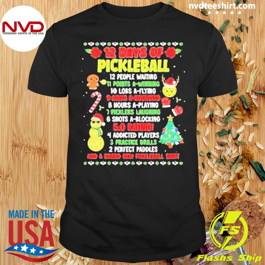 Christmas 12 Days Of Pickleball Shirt