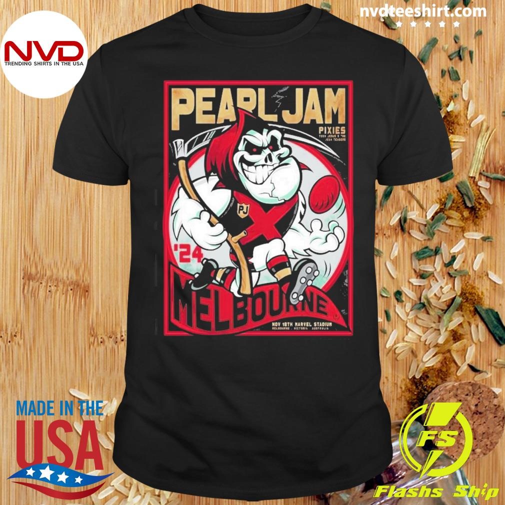 Pearl Jam With Pixies Melbourne Night 2 On Nov 18th 2024 Event Marvel Stadium By Rhys Cooper Shirt