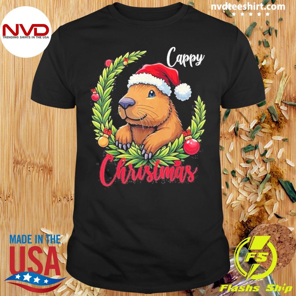 Rabbit Capybara Santa Claus Cappy Christmas 2024 Shirt