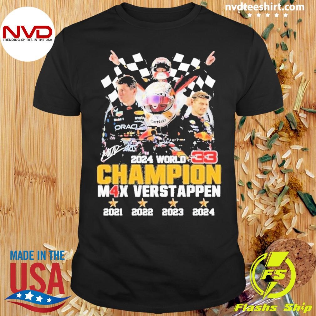 Red Bull Racing 2024 M4x Max Verstappen World 33 Champions Shirt