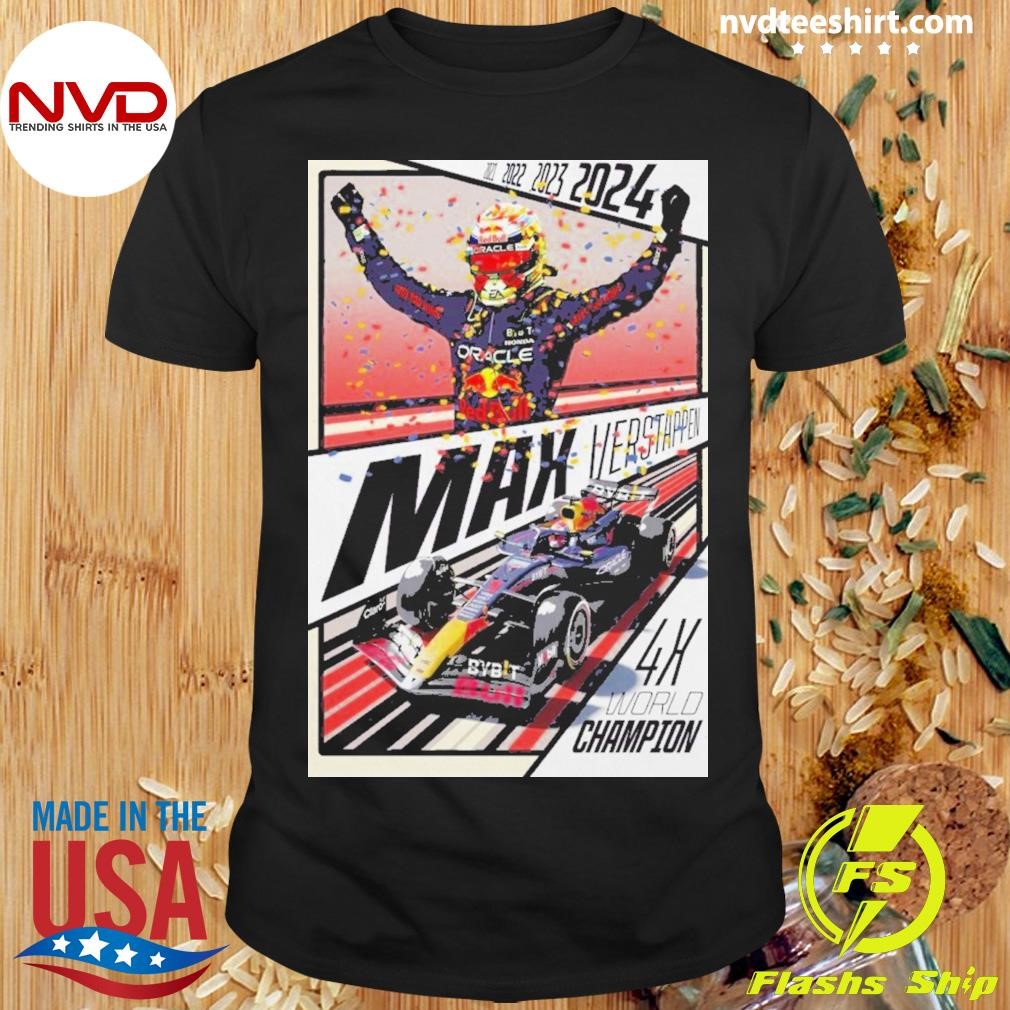 Red Bull Racing Max Verstappen 4X World Champion Poster Shirt