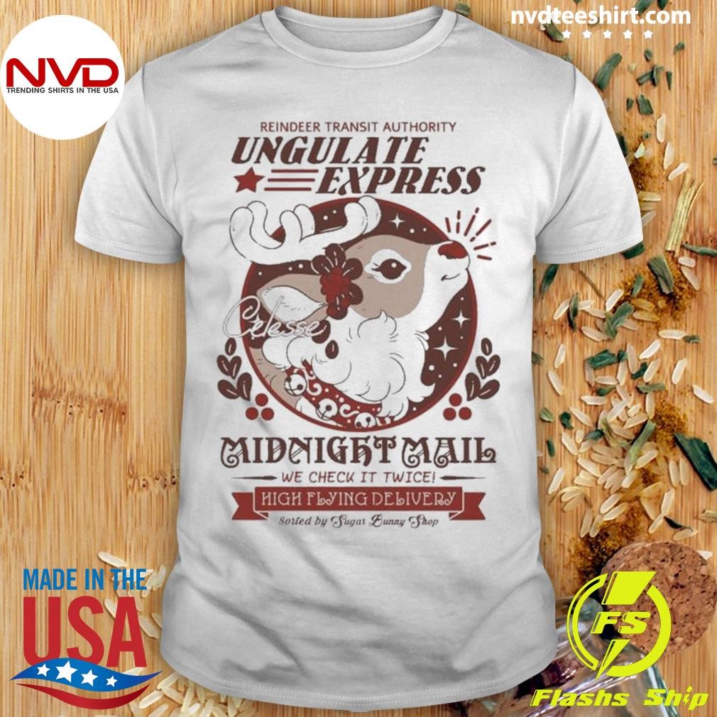 Reindeer Transit Authority Ungulate Express Midnight Mail Shirt