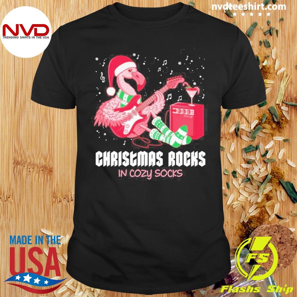 Rockin’ Flamingo Christmas Cozy Vibes Christmas 2024 Shirt