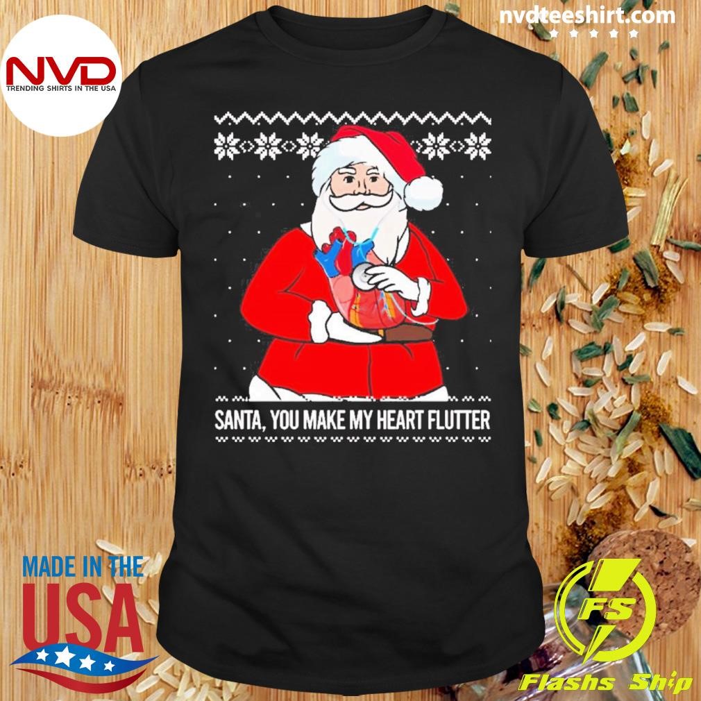 Santa Claus Cardiologist You Make My Heart Flutter Ugly Christmas Sweaters 2024 Shirt