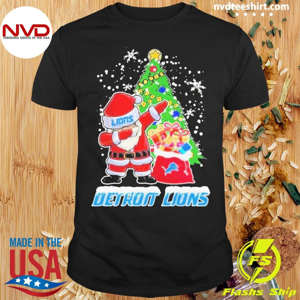 Santa Dabbing x Detroit Lions Happy Holiday Christmas Shirt