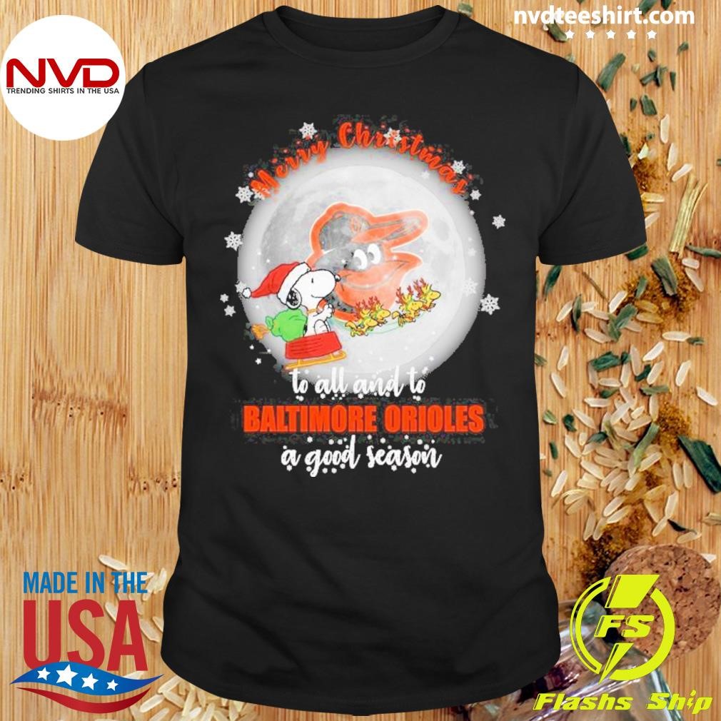 Santa Snoopy merry christmas to all and to Baltimore Orioles a good season 2024 Shirt