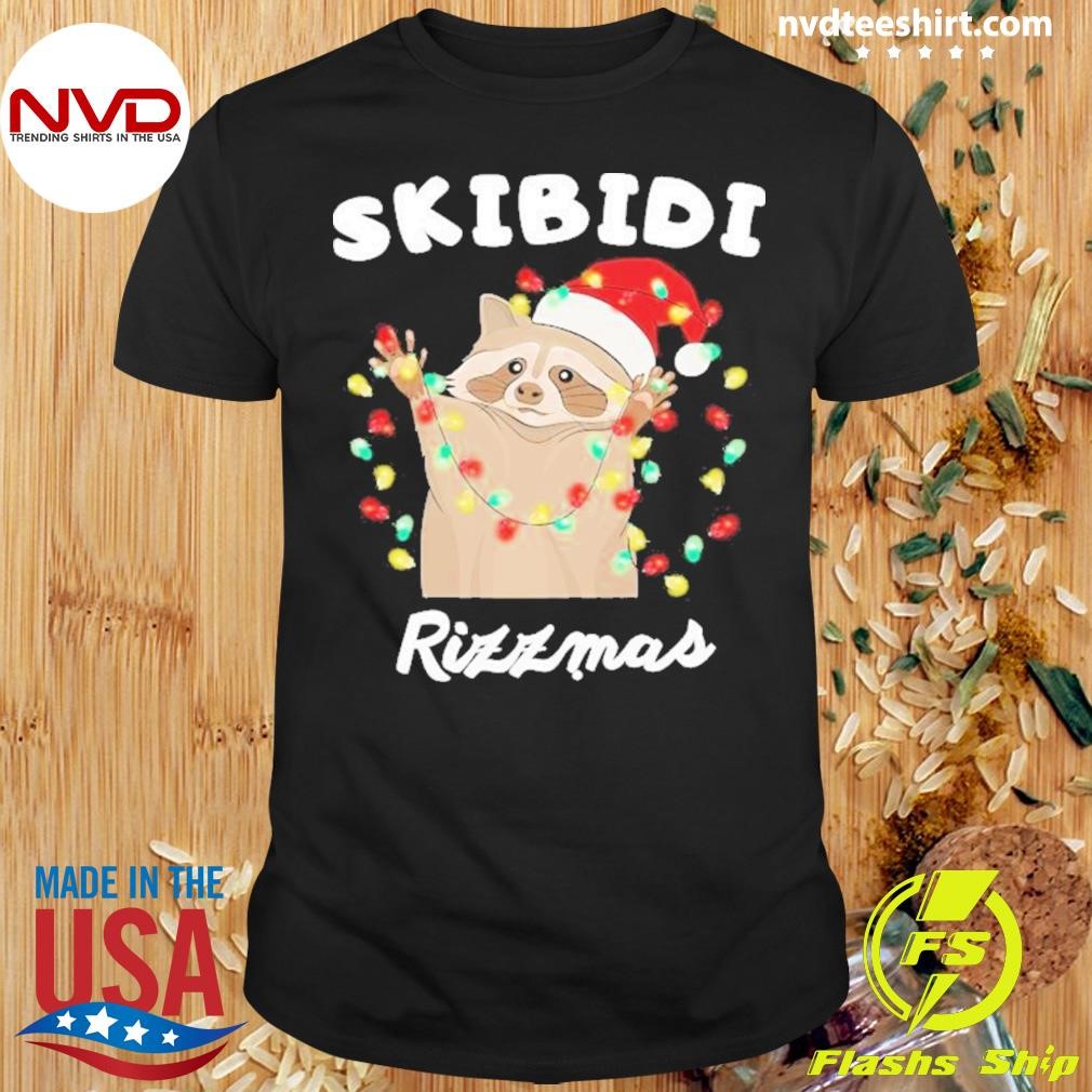 Skibidi Rizzmas Hilarious Christmas Raccoon Shirt