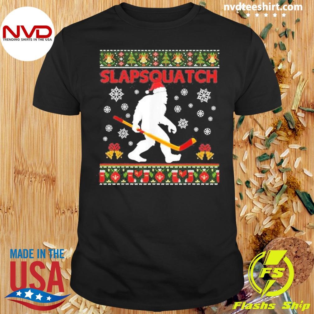 Slapsquatch Bigfoot Christmas Hockey 2024 Shirt