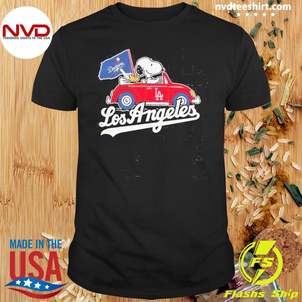 Snoopy And Woodstock Drive Car Los Angeles Dodgers 2024 Shirt