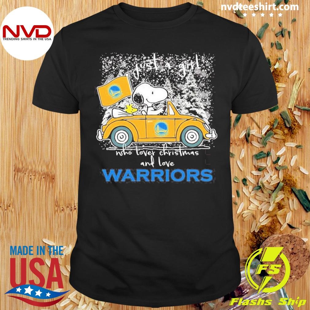 Snoopy And Woodstock Peanuts Just A Girl Who Lover Christmas And Love Golden State Warriors 2024 Shirt