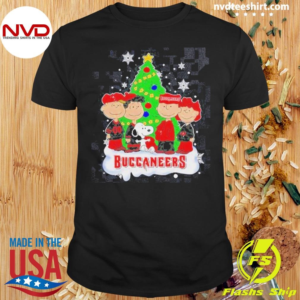 Snoopy and Peanuts Characters Tampa Bay Buccaneers Christmas Tree Shirt