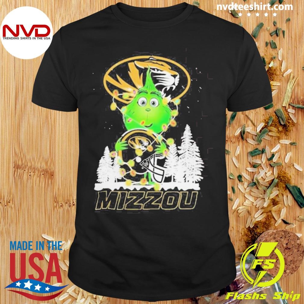 The Baby Grinch Hug Missouri Tigers Helmet Christmas 2024 Shirt