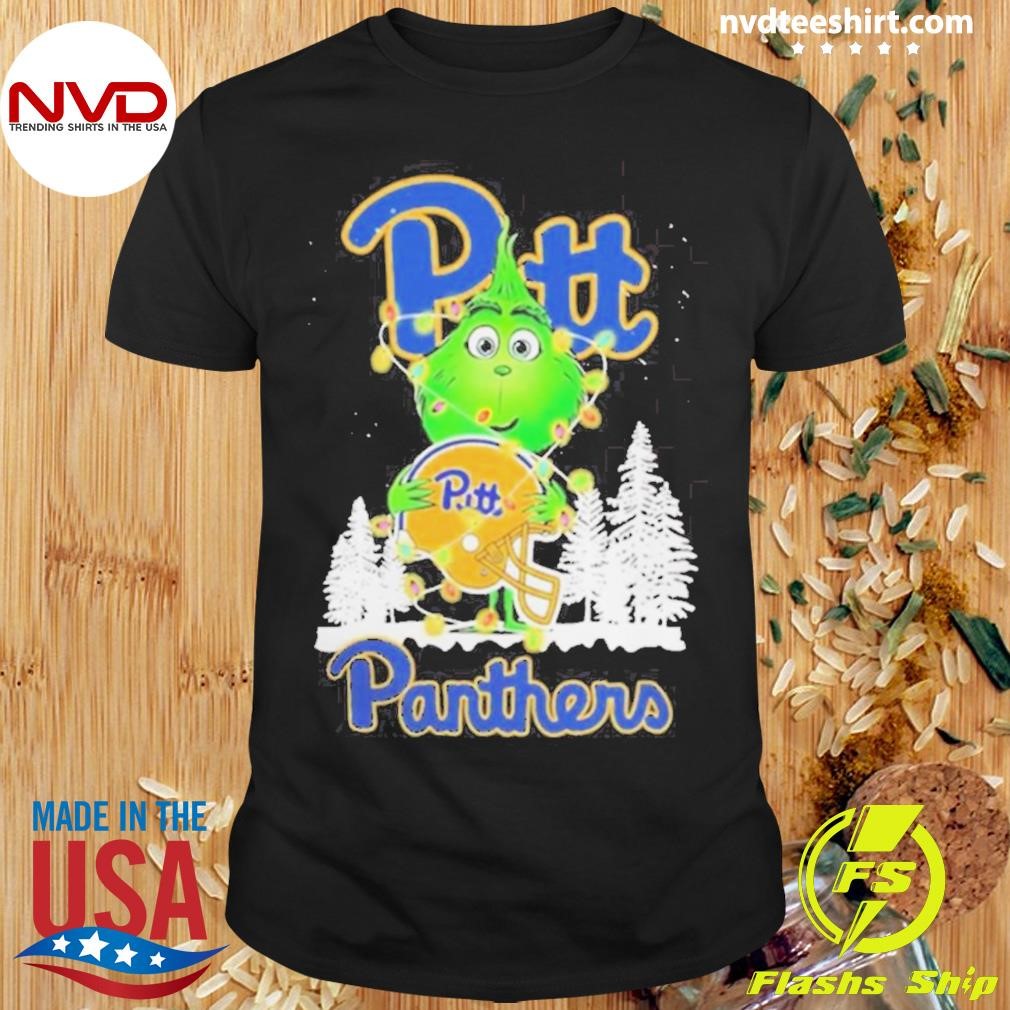 The Baby Grinch Hug Pittsburgh Panthers Helmet Christmas 2024 Shirt