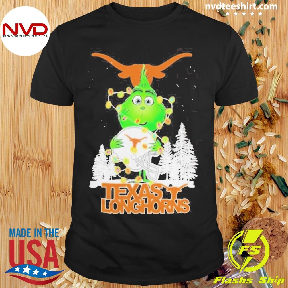 The Baby Grinch Hug Texas Longhorns Helmet Christmas 2024 Shirt