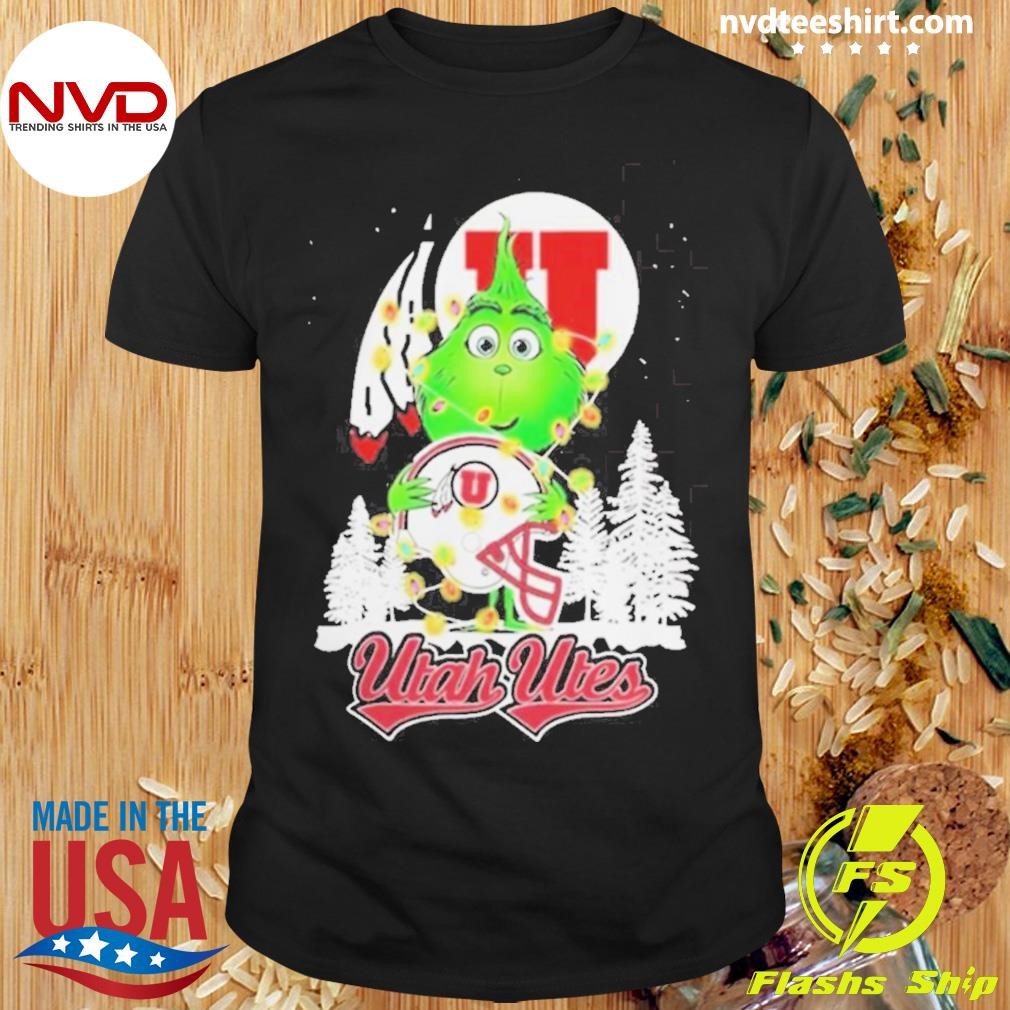 The Baby Grinch Hug Utah Utes Helmet Christmas 2024 Shirt