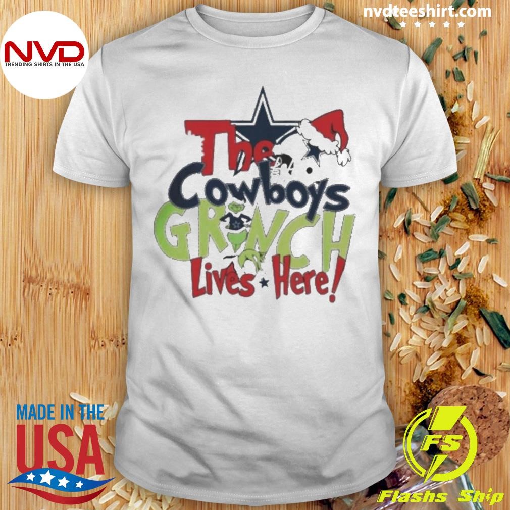 The Dallas Cowboys Grinch Lives Here Christmas 2024 Shirt