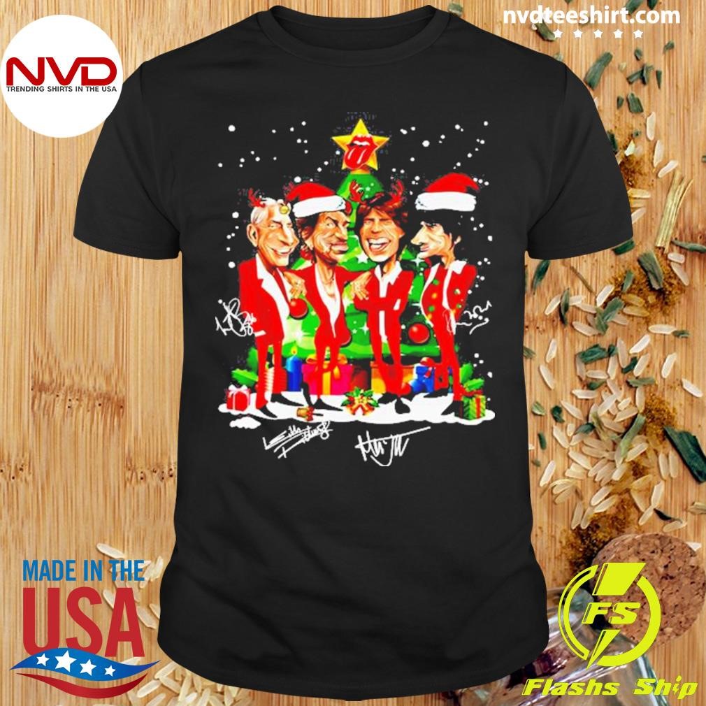 The Rolling Stones Band Cartoon Merry Christmas Signature Shirt