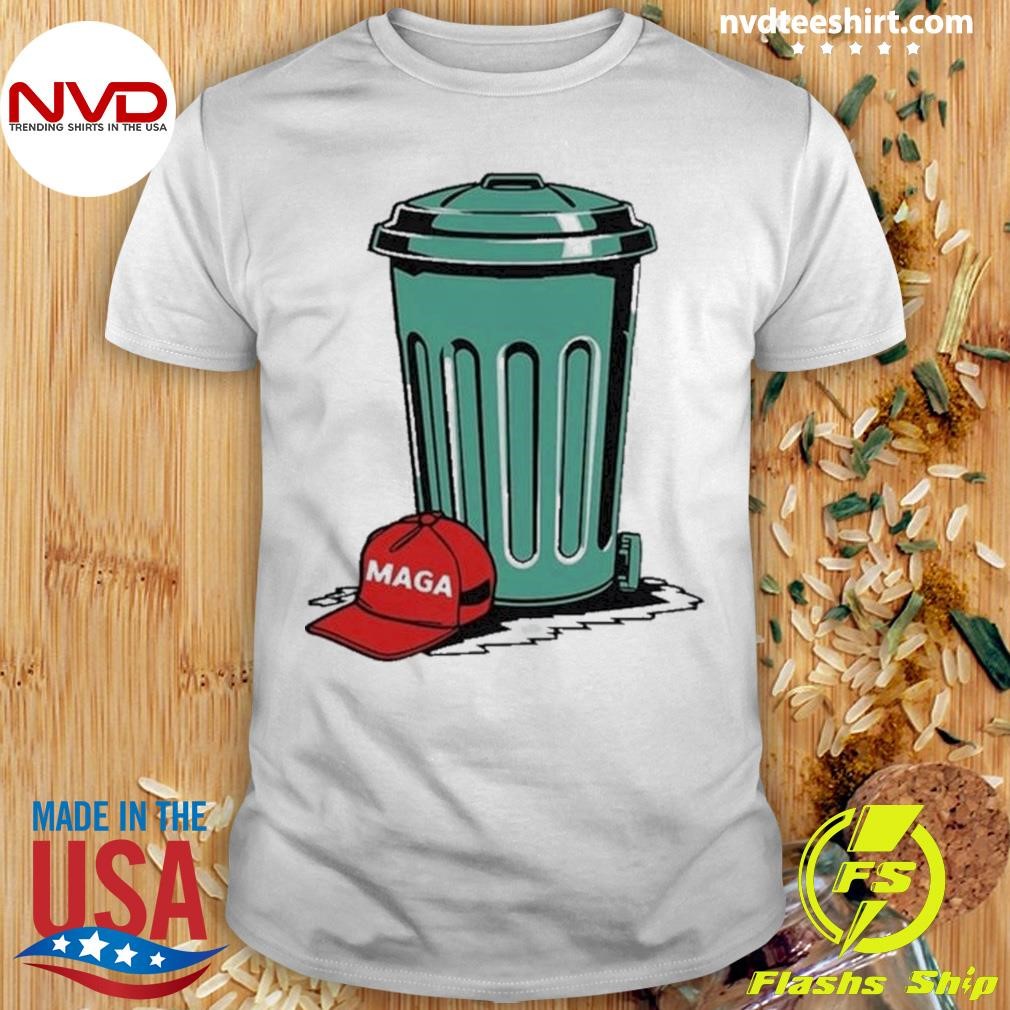 Trump Maga Garbage-truck Can Cartoon Character American Flag Shirt