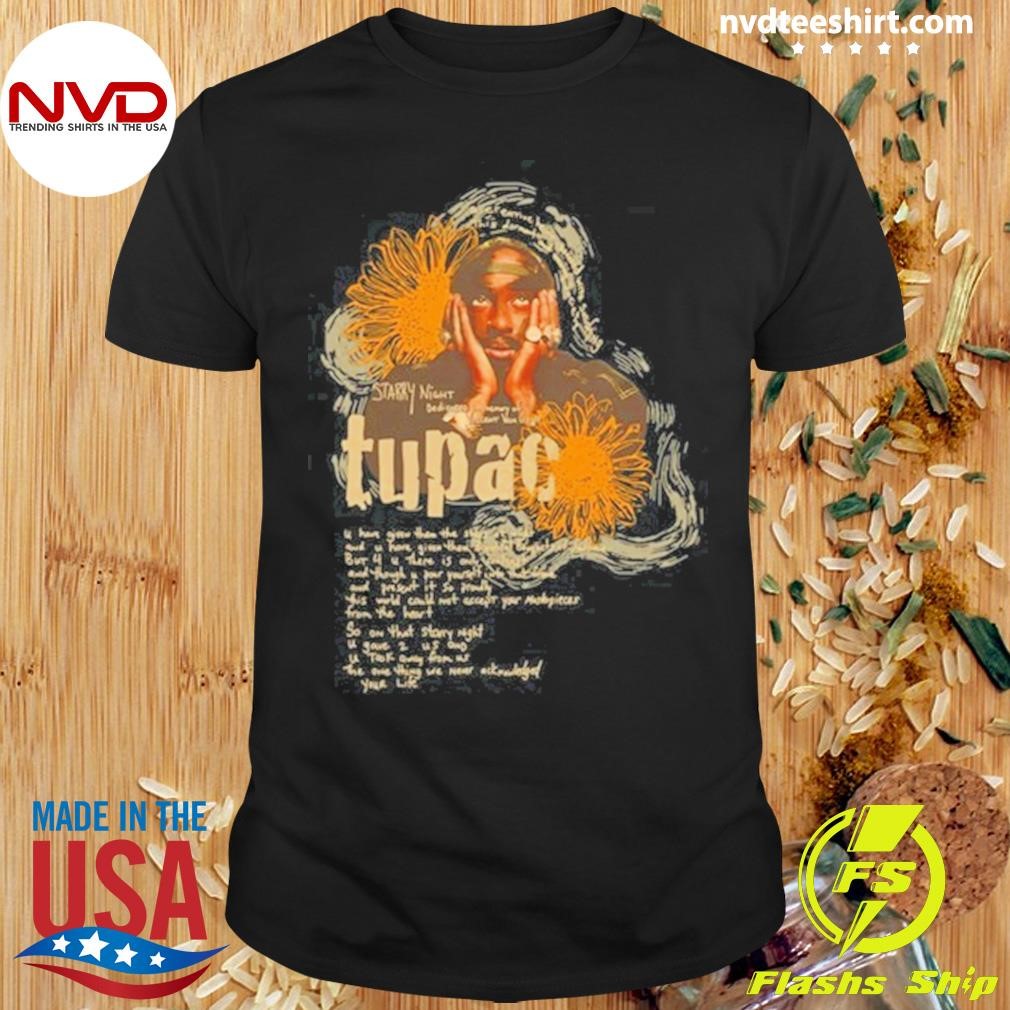 2Pac Tupac Sunflowers Brown Tee Shirt