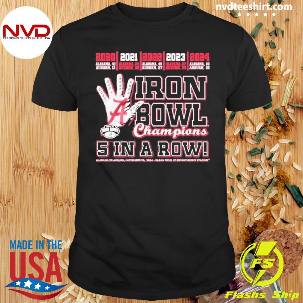 Alabama Iron Bowl Champions 5 in A Row Shirt