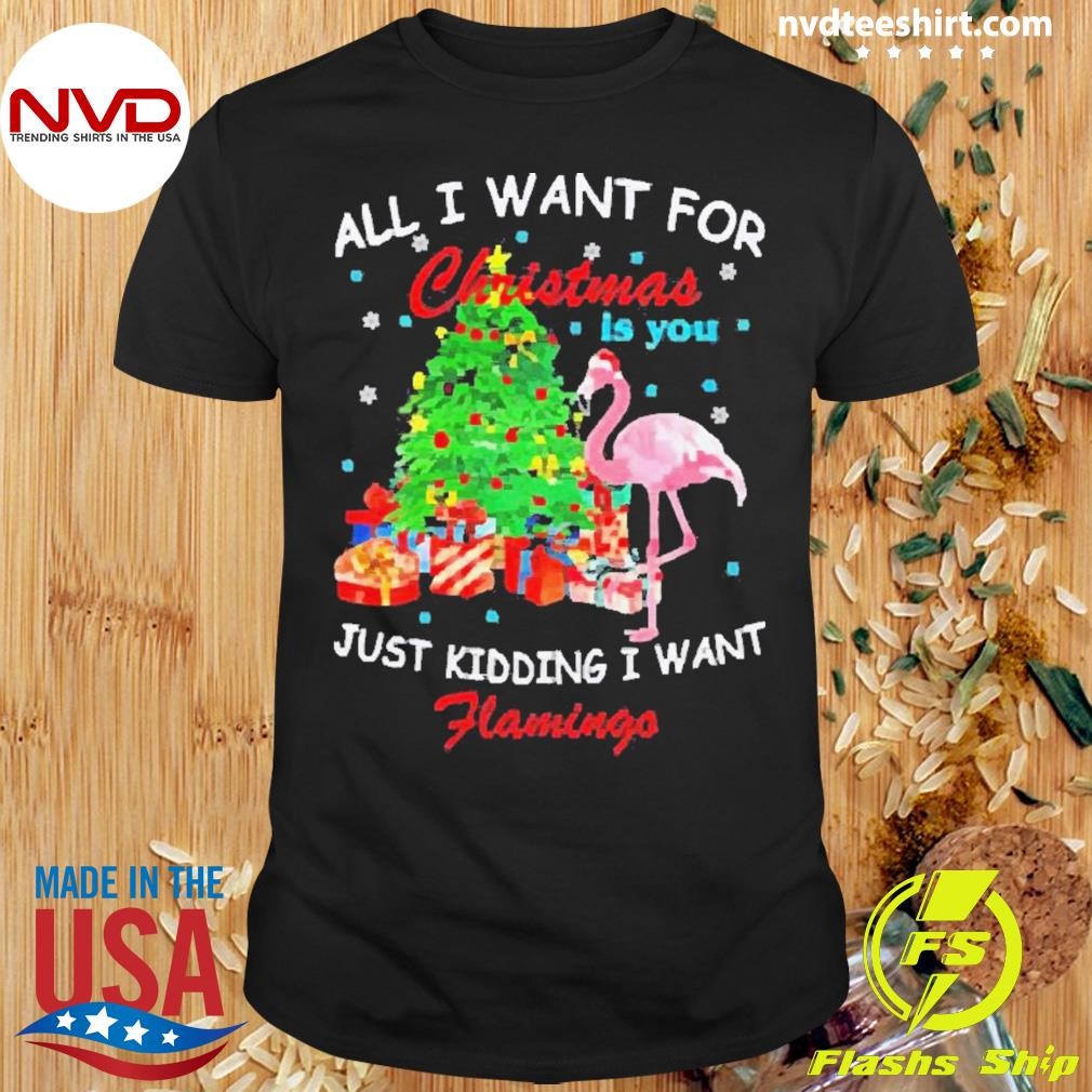 Best All I Want For Christmas Is You Just Kidding I Want Flamingo 2024 Shirt