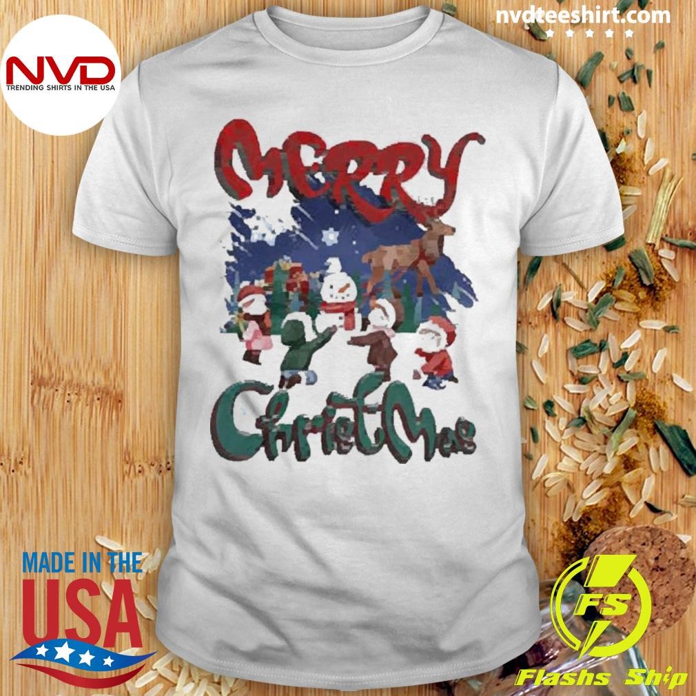 Best Merry Christmas Children Make Snowmen Vintage 2024 Shirt