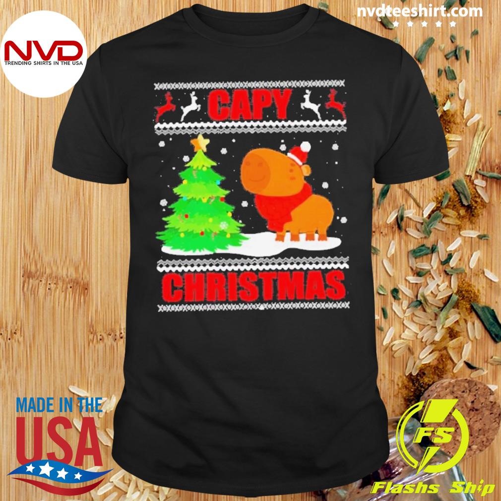 Capy Ugly Christmas Sweater Capybara Lover Christmas 2024 Shirt