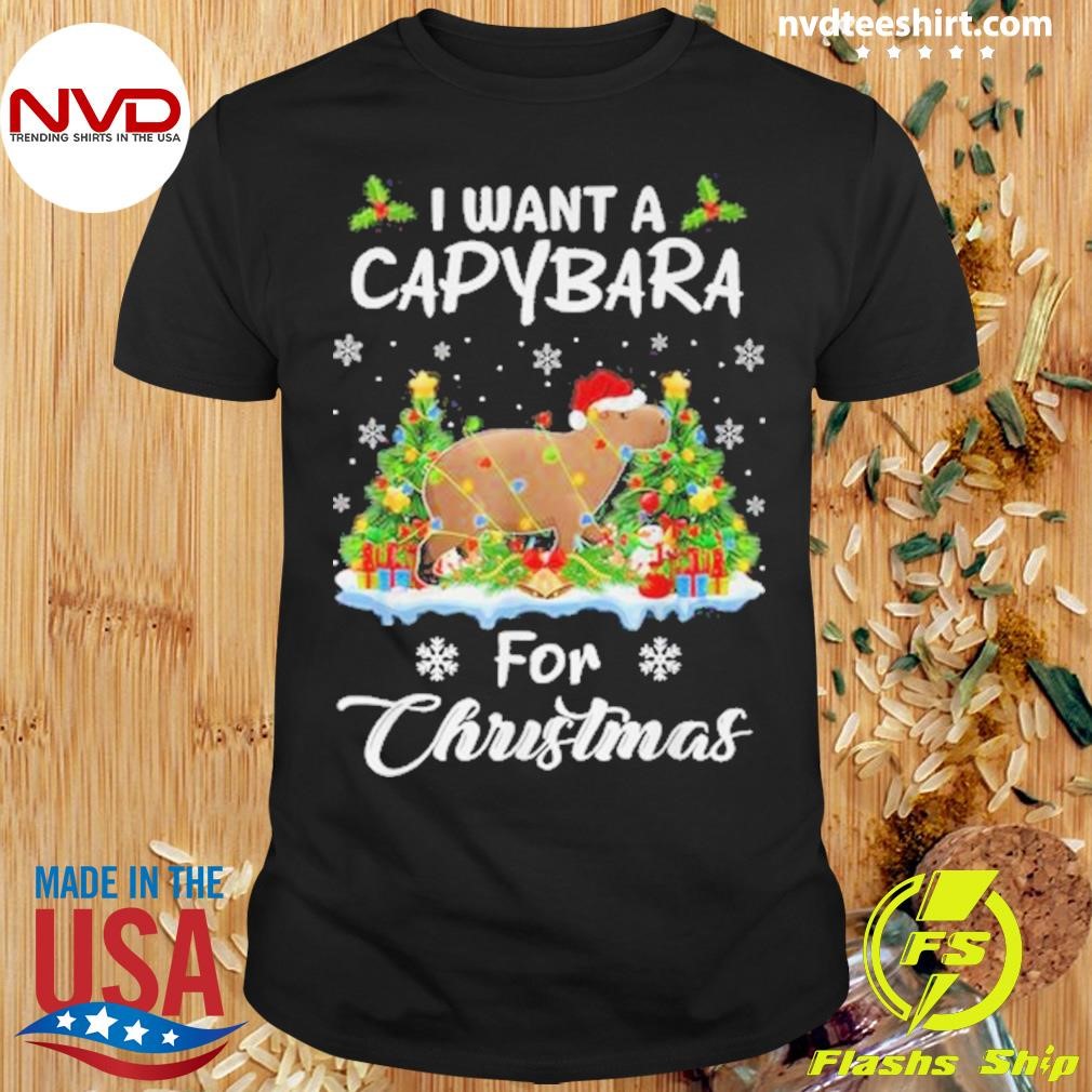 Capybara Christmas 2024, I Want A Capybara For Christmas Shirt