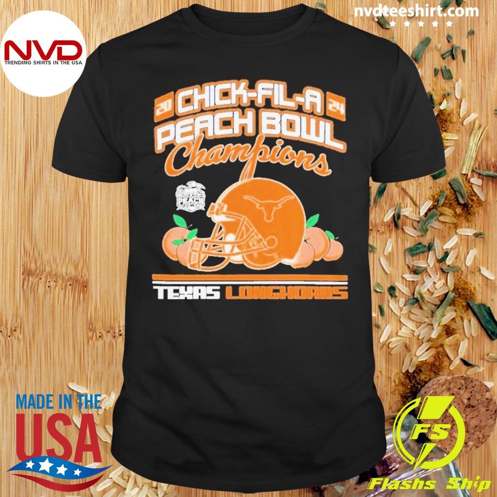 Chick Fil A Peach Bowl 2025 Texas Longhorns Champions Helmet Shirt