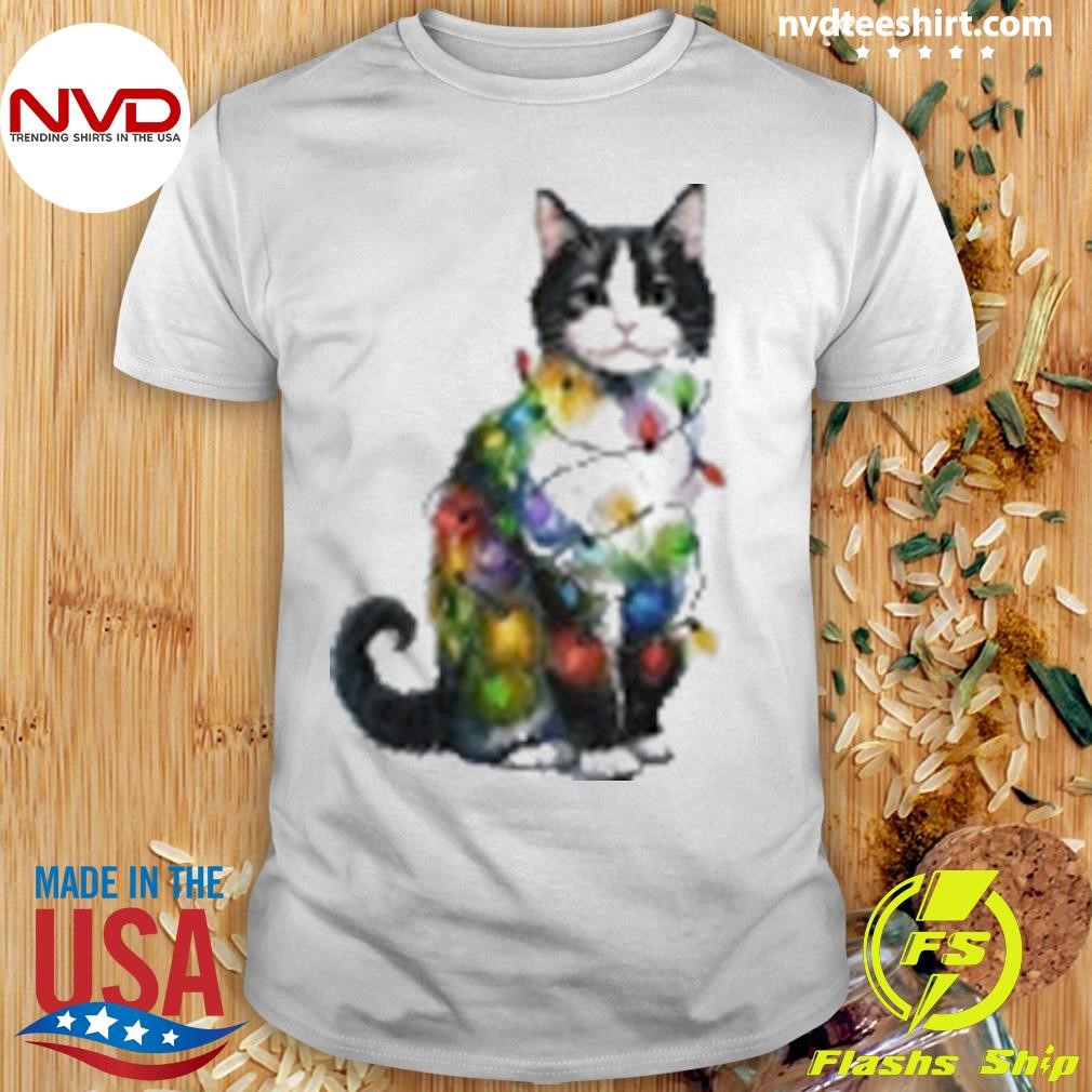 Christmas Lights Cat Shirt