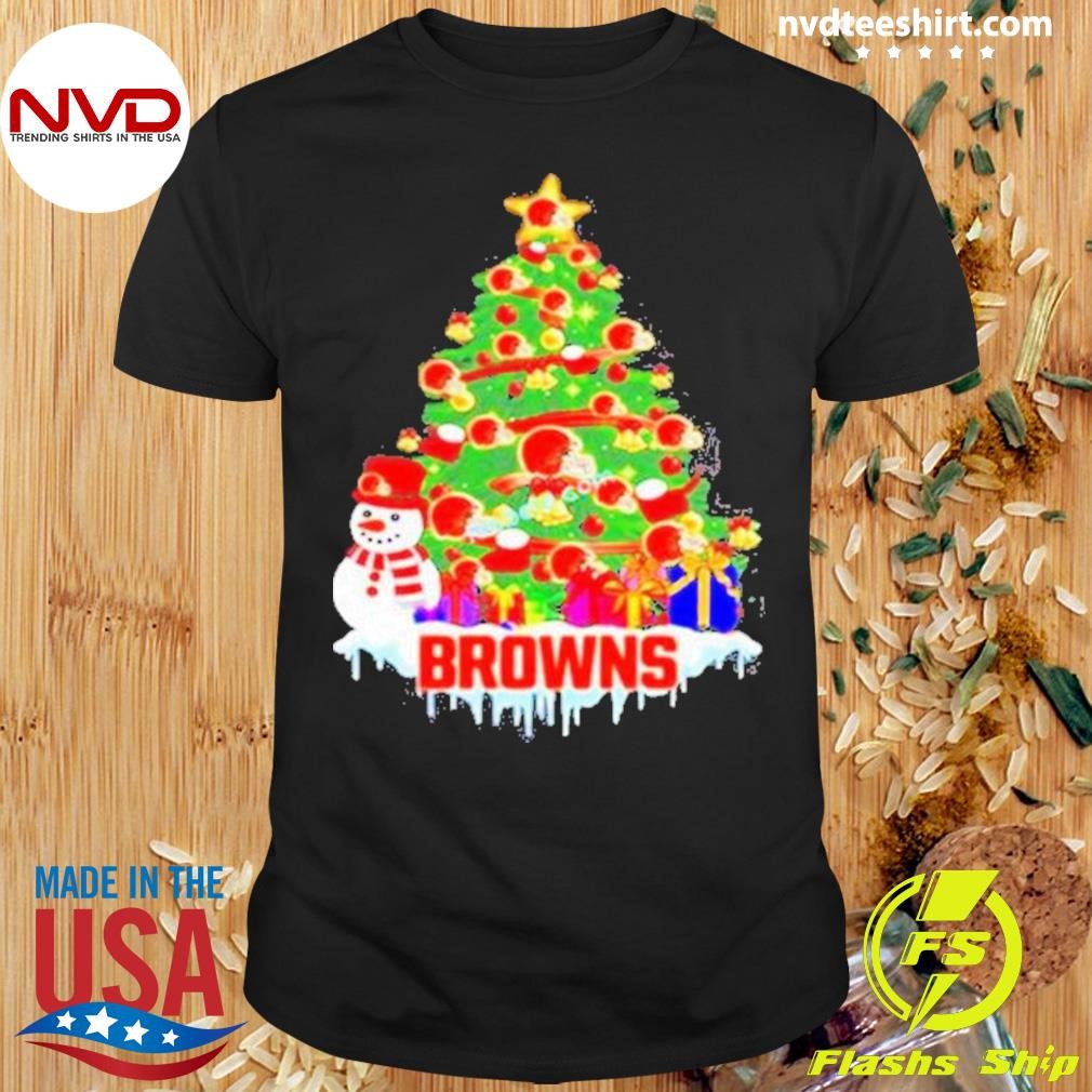 Cleveland Browns Logo Snowman Christmas Tree Shirt