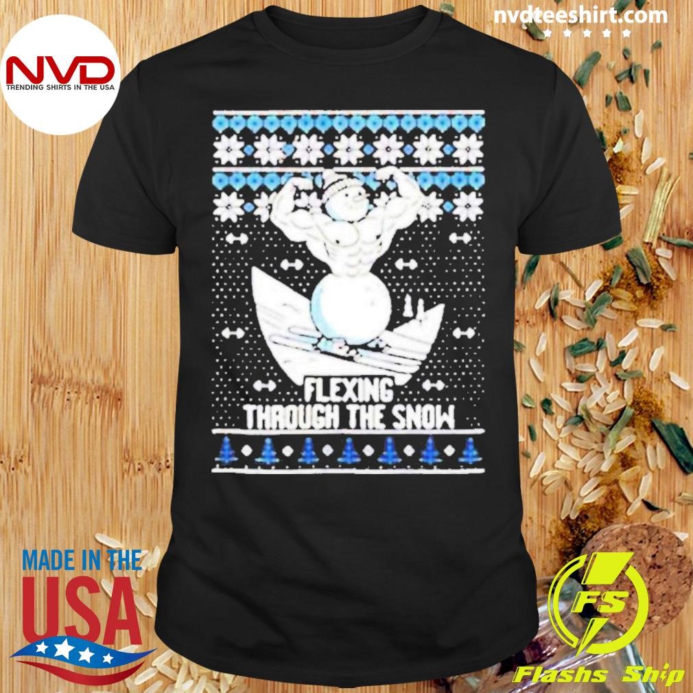 Flexing Through The Snow Gym Ugly Christmas 2024 Shirt