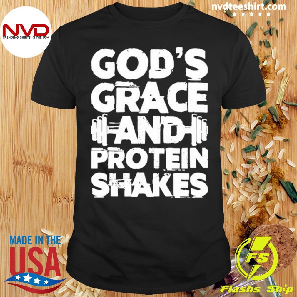 God's Grace And Protein Shake Washed Gym Tee Shirt