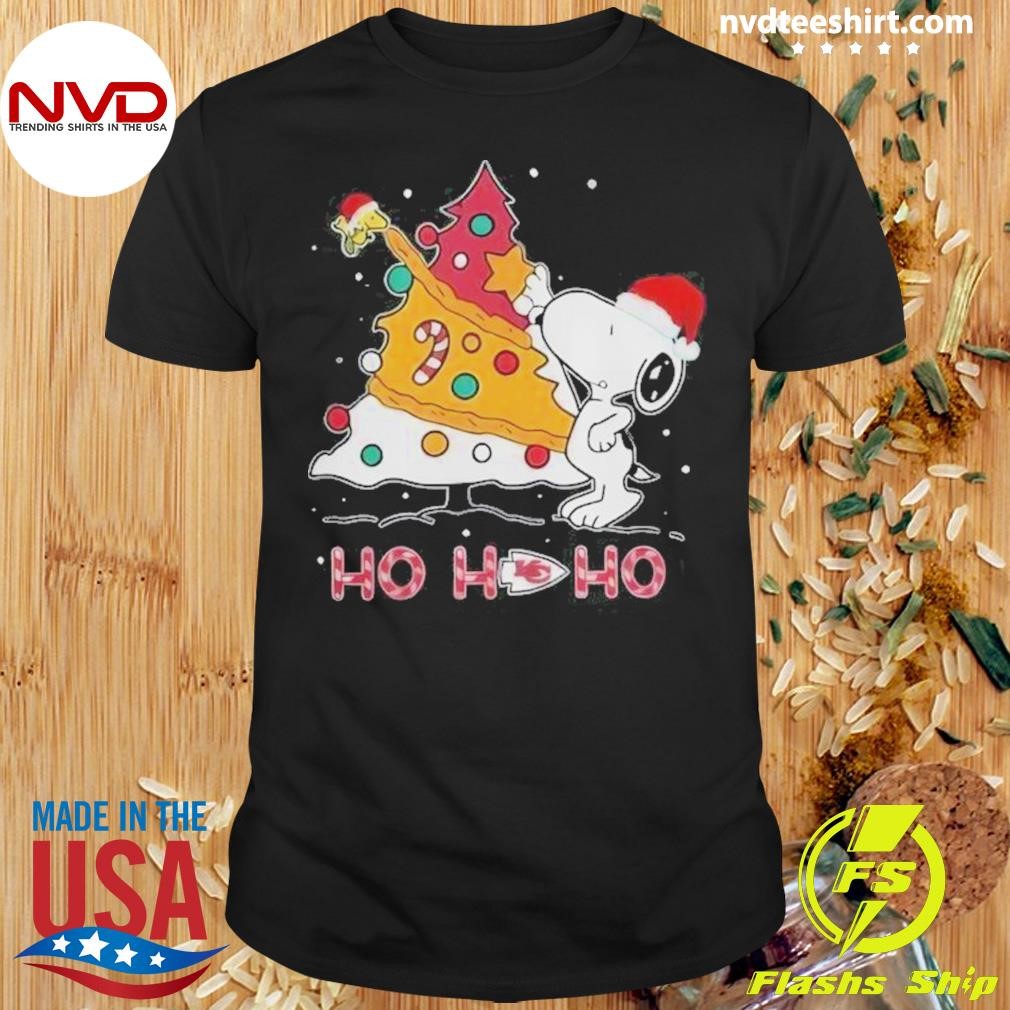 Good Kansas City Chiefs NFL Snoopy Christmas Tree Ho Ho Ho Shirt