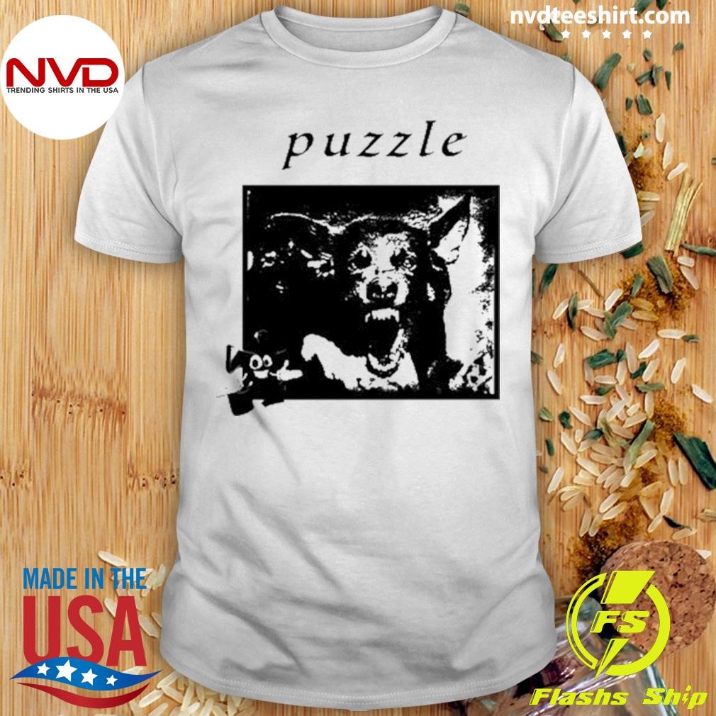 Hello Puzzle Dog Pink Tee Shirt