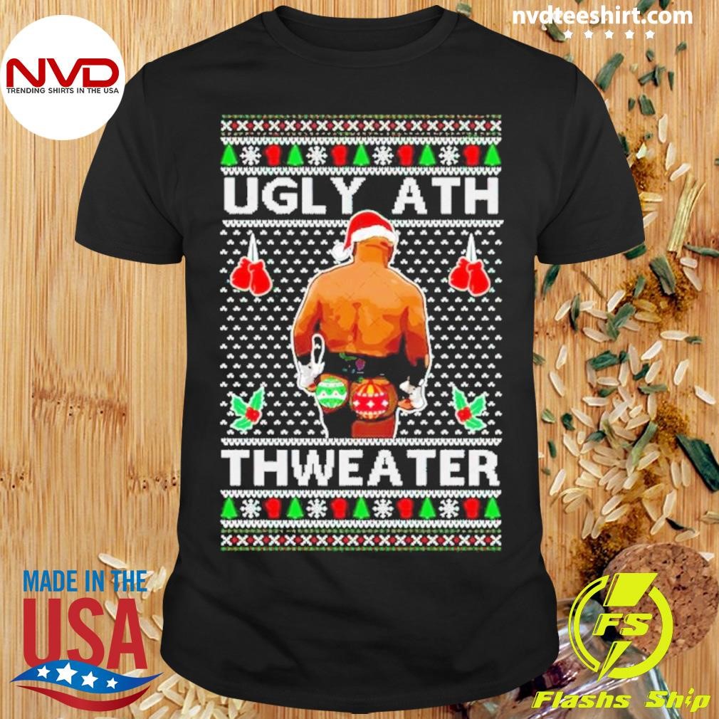 Merry Chrithmith Kith My Ath, Mike Tyson Butt Viral Kiss My Ass Boxing Fight Meme, Men Women Funny Ugly Christmas Sweater Ugly Christmas Shirt