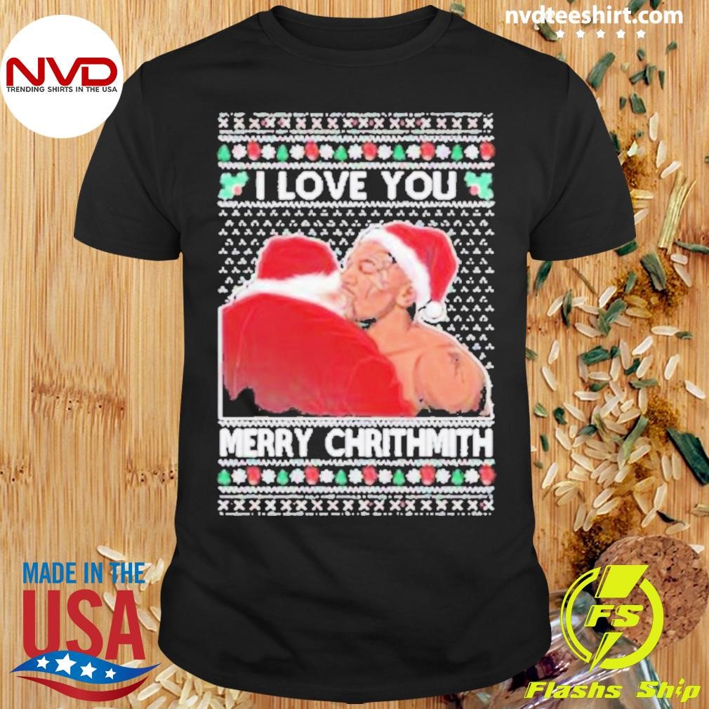 Mike Tyson Kiss Santa I Love You Merry Chrithmith 2024 Shirt