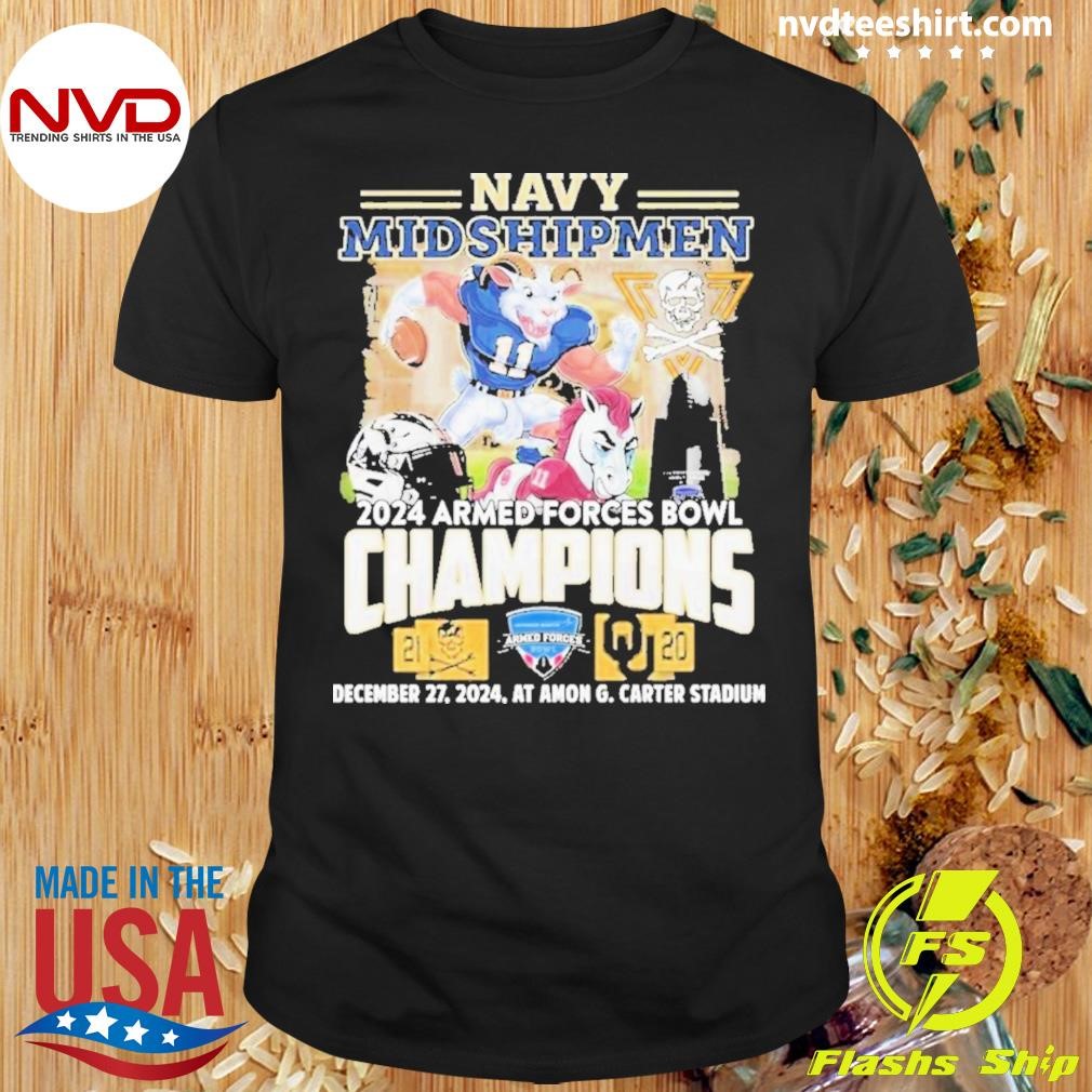 Navy Shipmen 2024 Armed Force Bowl Champion Celebrating 21-20 Shirt