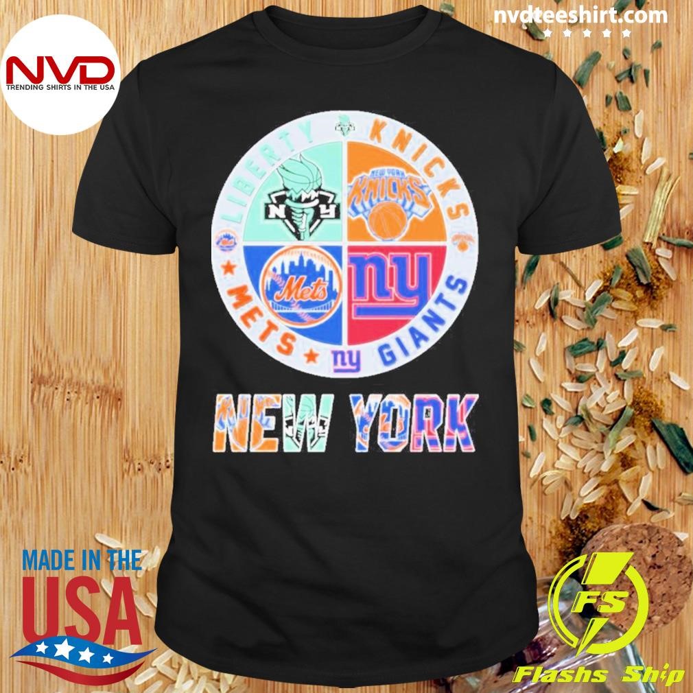 New York Sports Teams Liberty x Knicks x Mets x Giants Logo Shirt