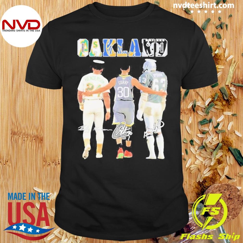 Oakland Sports Teams Rickey Henderson x Stephen Curry x Gene Upshaw Signatures Shirt