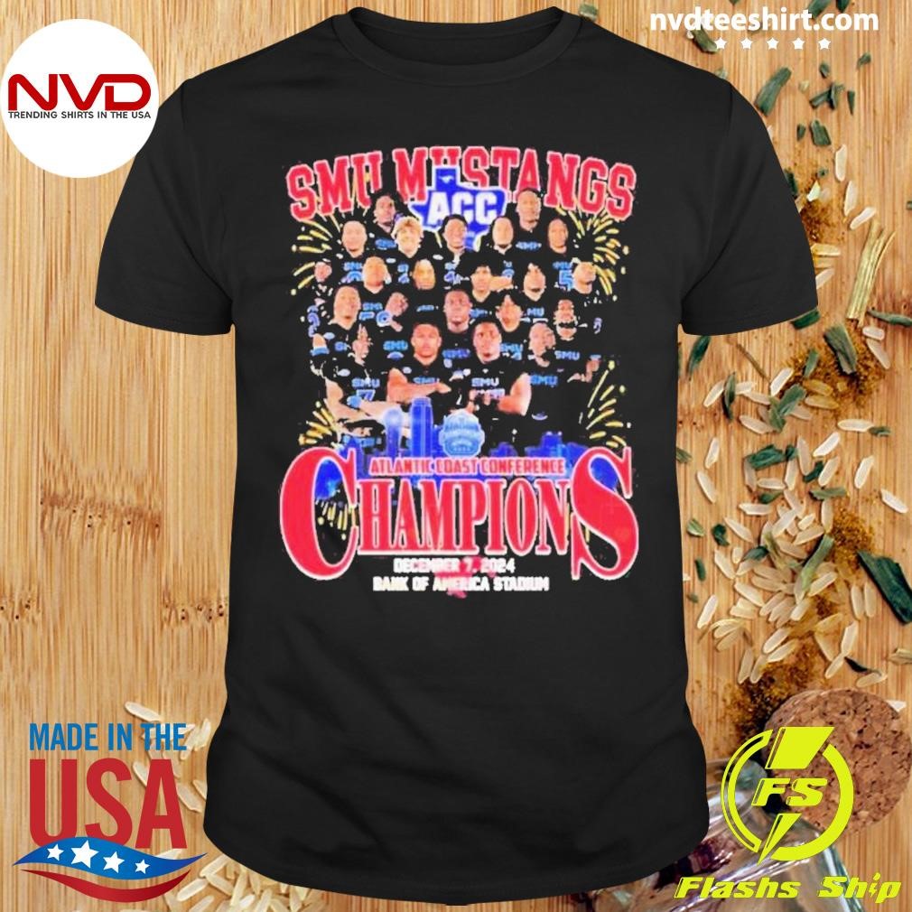 SMU Mustangs Atlantic Coast Conference Champions 2024 Bank of America Stadium Shirt