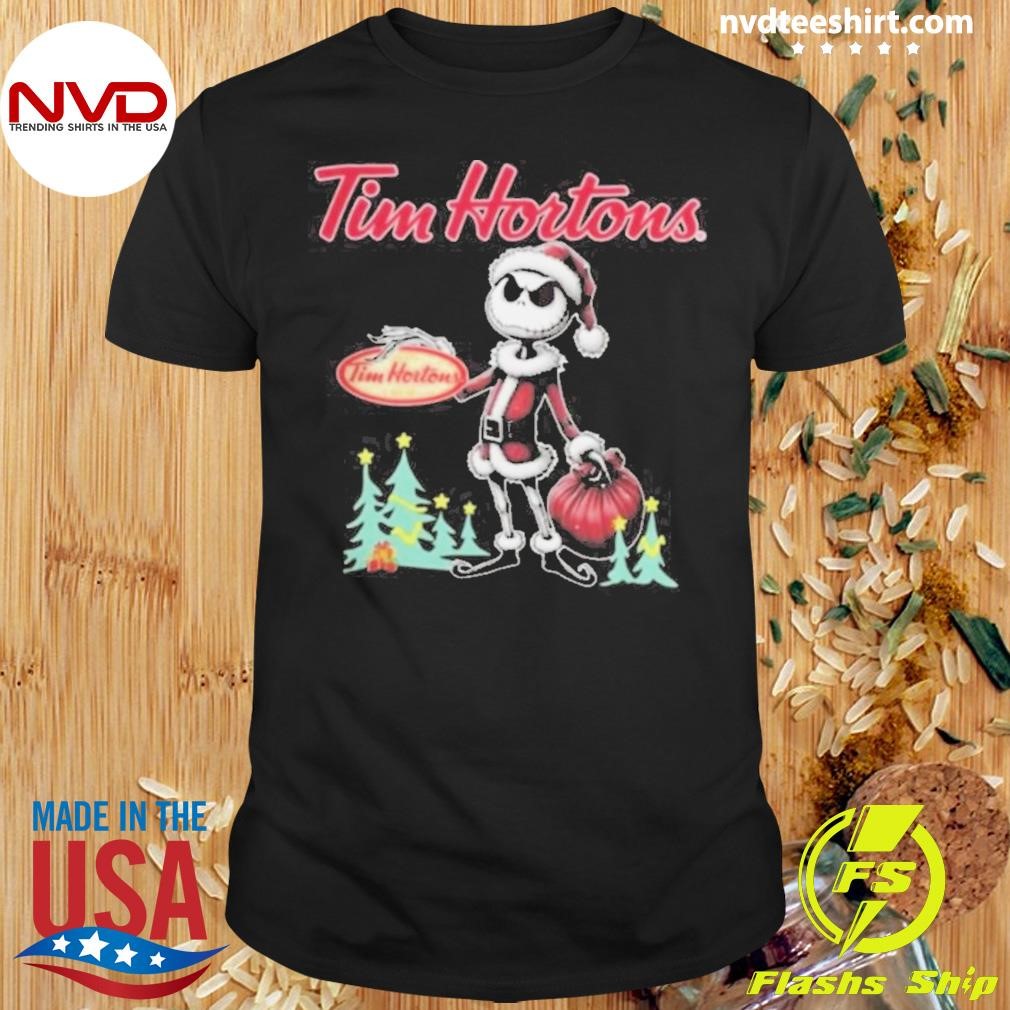 Santa Jack Skellington Tim Hortons Logo Merry Christmas 2024 Shirt